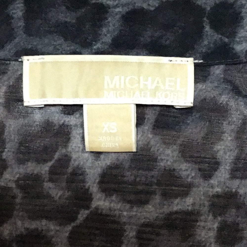 Michael Kors Black Leopard Print Chiffon Blouse - Picture 3 of 8